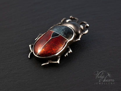 Handmade Cloisonne Red Beetle Necklace - Vitreous Enamel Insect Pendant, Gothic Witchy Nature Jewelry, OOAK Wearable Art Bug Amulet Gift (Copy)