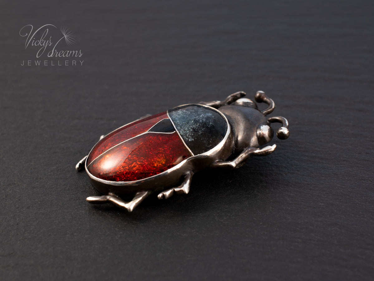 Handmade Cloisonne Red Beetle Necklace - Vitreous Enamel Insect Pendant, Gothic Witchy Nature Jewelry, OOAK Wearable Art Bug Amulet Gift (Copy)