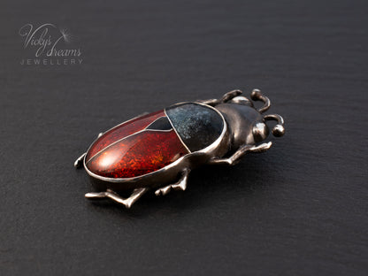Handmade Cloisonne Red Beetle Necklace - Vitreous Enamel Insect Pendant, Gothic Witchy Nature Jewelry, OOAK Wearable Art Bug Amulet Gift (Copy)