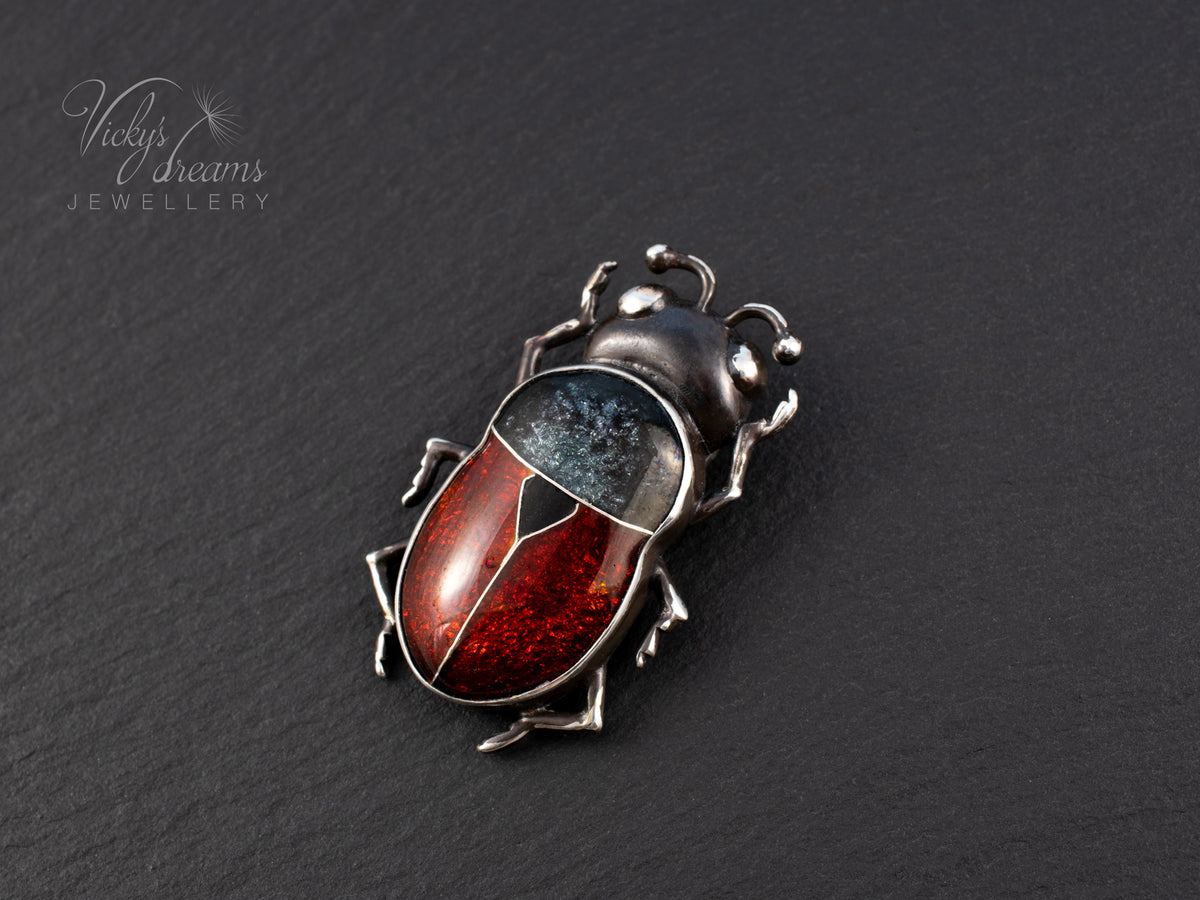 Handmade Cloisonne Red Beetle Necklace - Vitreous Enamel Insect Pendant, Gothic Witchy Nature Jewelry, OOAK Wearable Art Bug Amulet Gift (Copy)