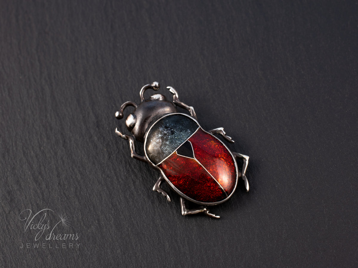 Handmade Cloisonne Red Beetle Necklace - Vitreous Enamel Insect Pendant, Gothic Witchy Nature Jewelry, OOAK Wearable Art Bug Amulet Gift (Copy)