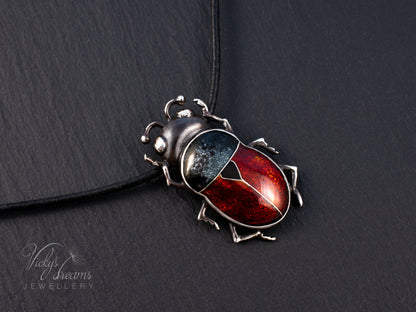 Handmade Cloisonne Red Beetle Necklace - Vitreous Enamel Insect Pendant, Gothic Witchy Nature Jewelry, OOAK Wearable Art Bug Amulet Gift (Copy)