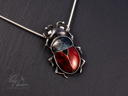 Handmade Cloisonne Red Beetle Necklace - Vitreous Enamel Insect Pendant, Gothic Witchy Nature Jewelry, OOAK Wearable Art Bug Amulet Gift (Copy)