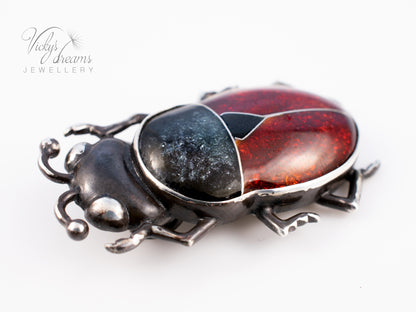 Handmade Cloisonne Red Beetle Necklace - Vitreous Enamel Insect Pendant, Gothic Witchy Nature Jewelry, OOAK Wearable Art Bug Amulet Gift (Copy)