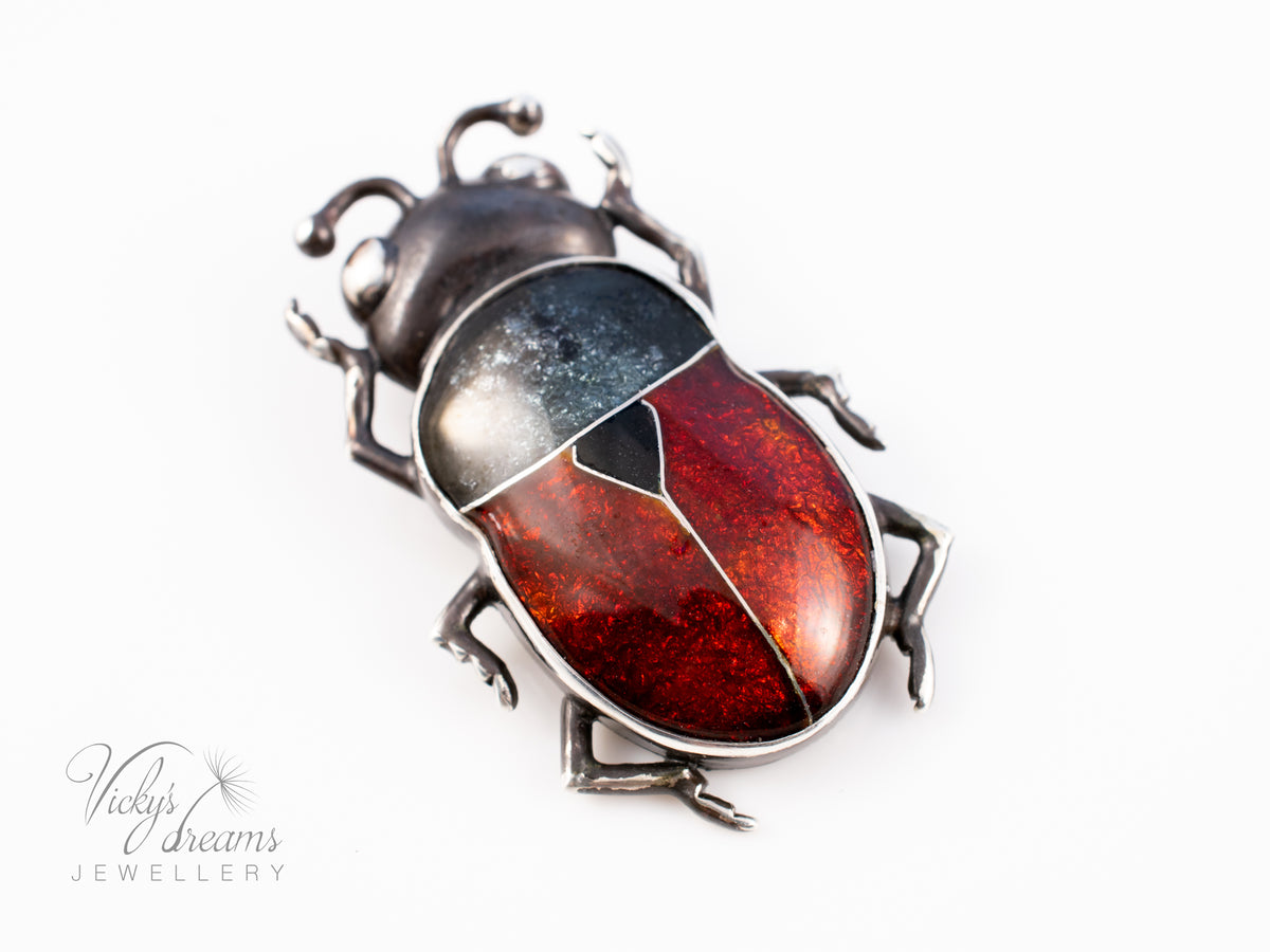 Handmade Cloisonne Red Beetle Necklace - Vitreous Enamel Insect Pendant, Gothic Witchy Nature Jewelry, OOAK Wearable Art Bug Amulet Gift (Copy)