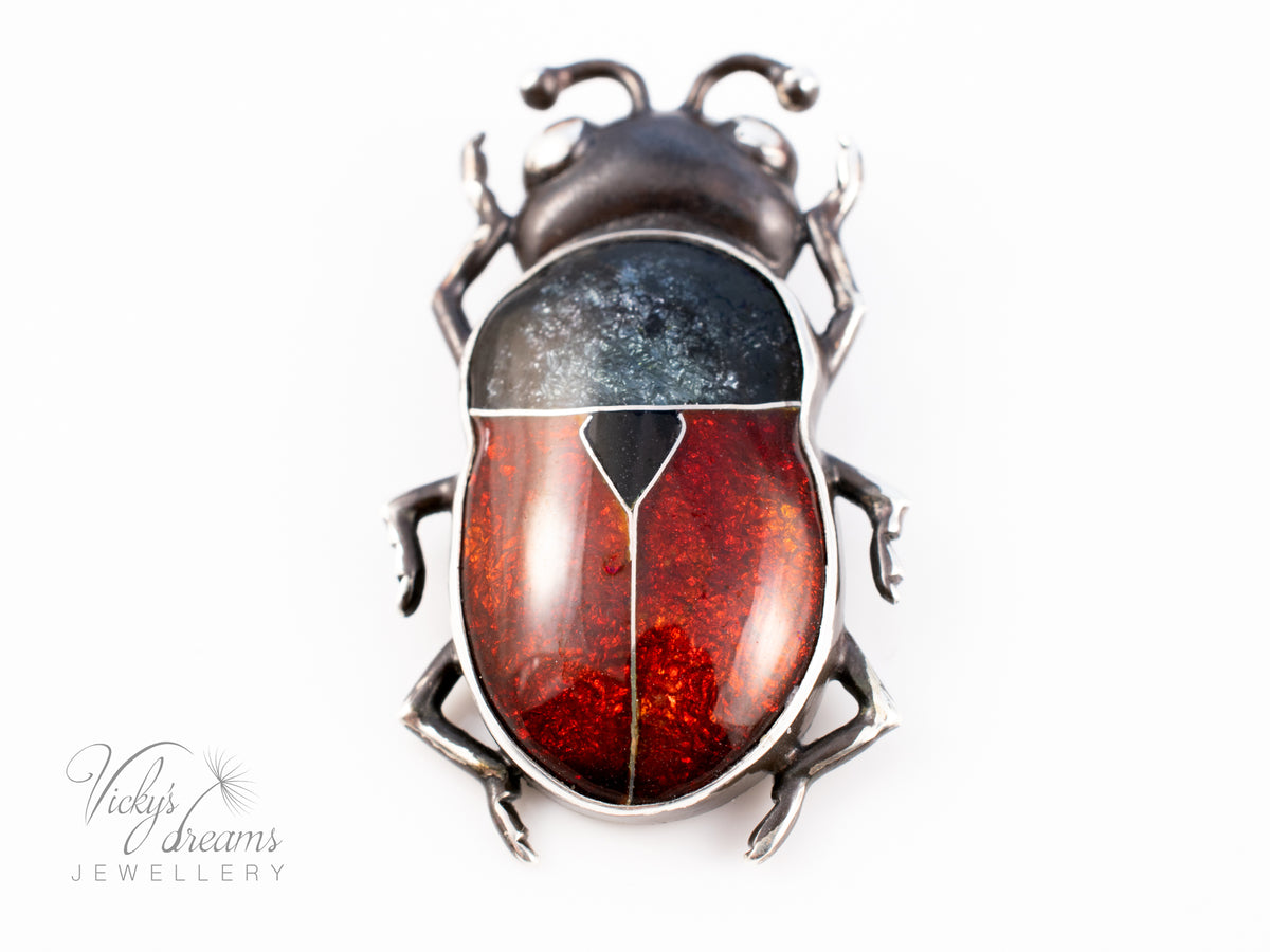 Handmade Cloisonne Red Beetle Necklace - Vitreous Enamel Insect Pendant, Gothic Witchy Nature Jewelry, OOAK Wearable Art Bug Amulet Gift (Copy)