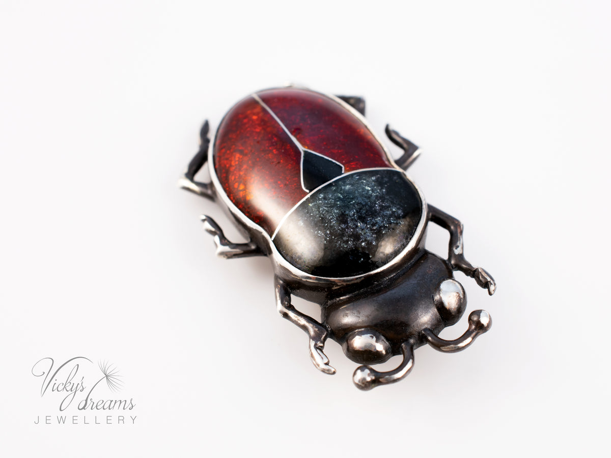 Handmade Cloisonne Red Beetle Necklace - Vitreous Enamel Insect Pendant, Gothic Witchy Nature Jewelry, OOAK Wearable Art Bug Amulet Gift (Copy)