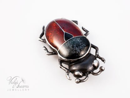 Handmade Cloisonne Red Beetle Necklace - Vitreous Enamel Insect Pendant, Gothic Witchy Nature Jewelry, OOAK Wearable Art Bug Amulet Gift (Copy)