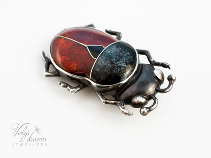 Handmade Cloisonne Red Beetle Necklace - Vitreous Enamel Insect Pendant, Gothic Witchy Nature Jewelry, OOAK Wearable Art Bug Amulet Gift (Copy)
