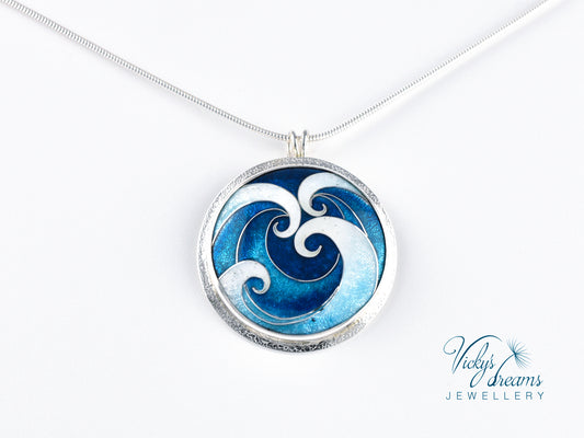 sea waves Cloisonné enamel pendant
