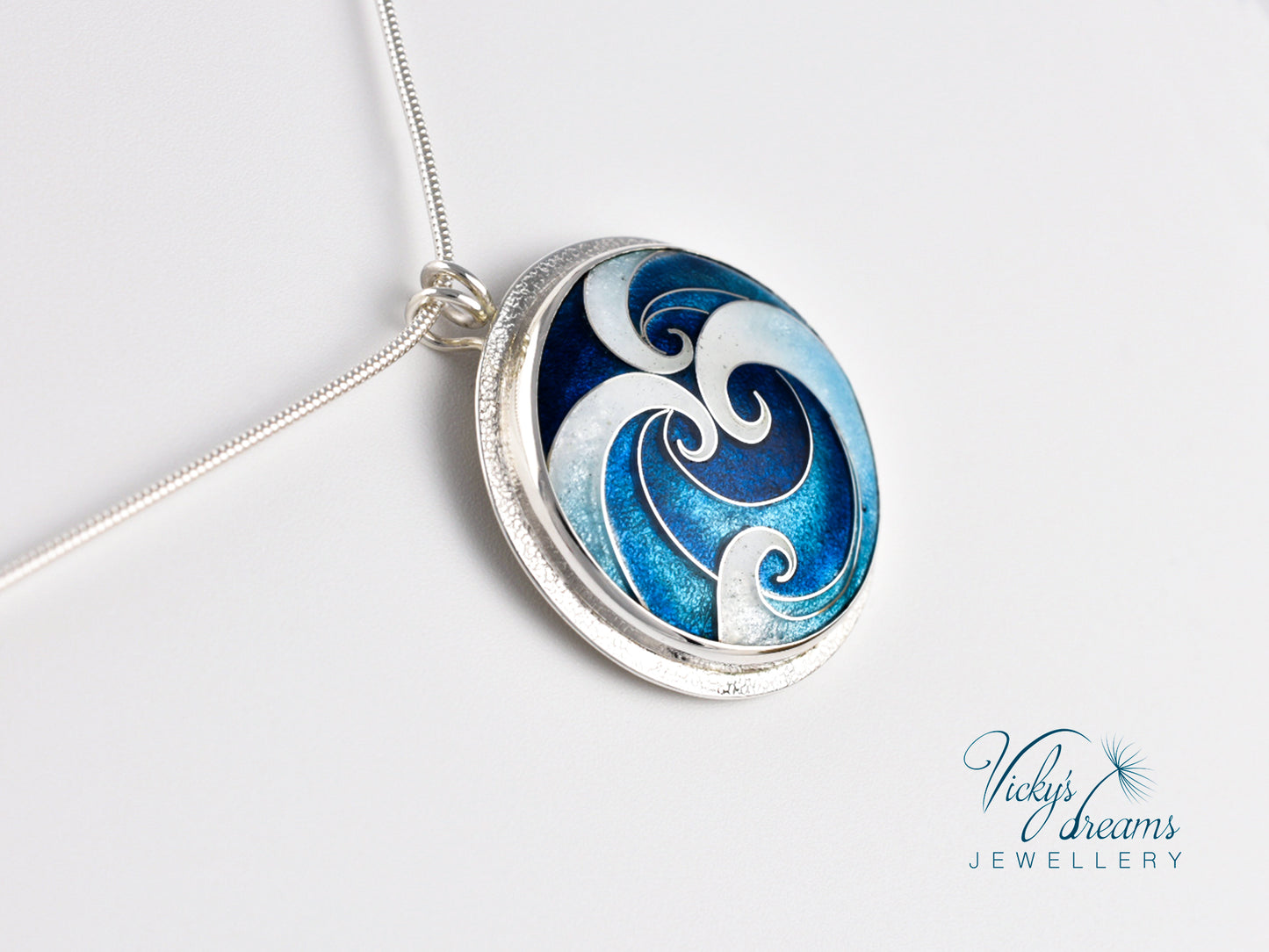 sea waves Cloisonné enamel pendant