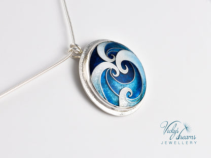 sea waves Cloisonné enamel pendant
