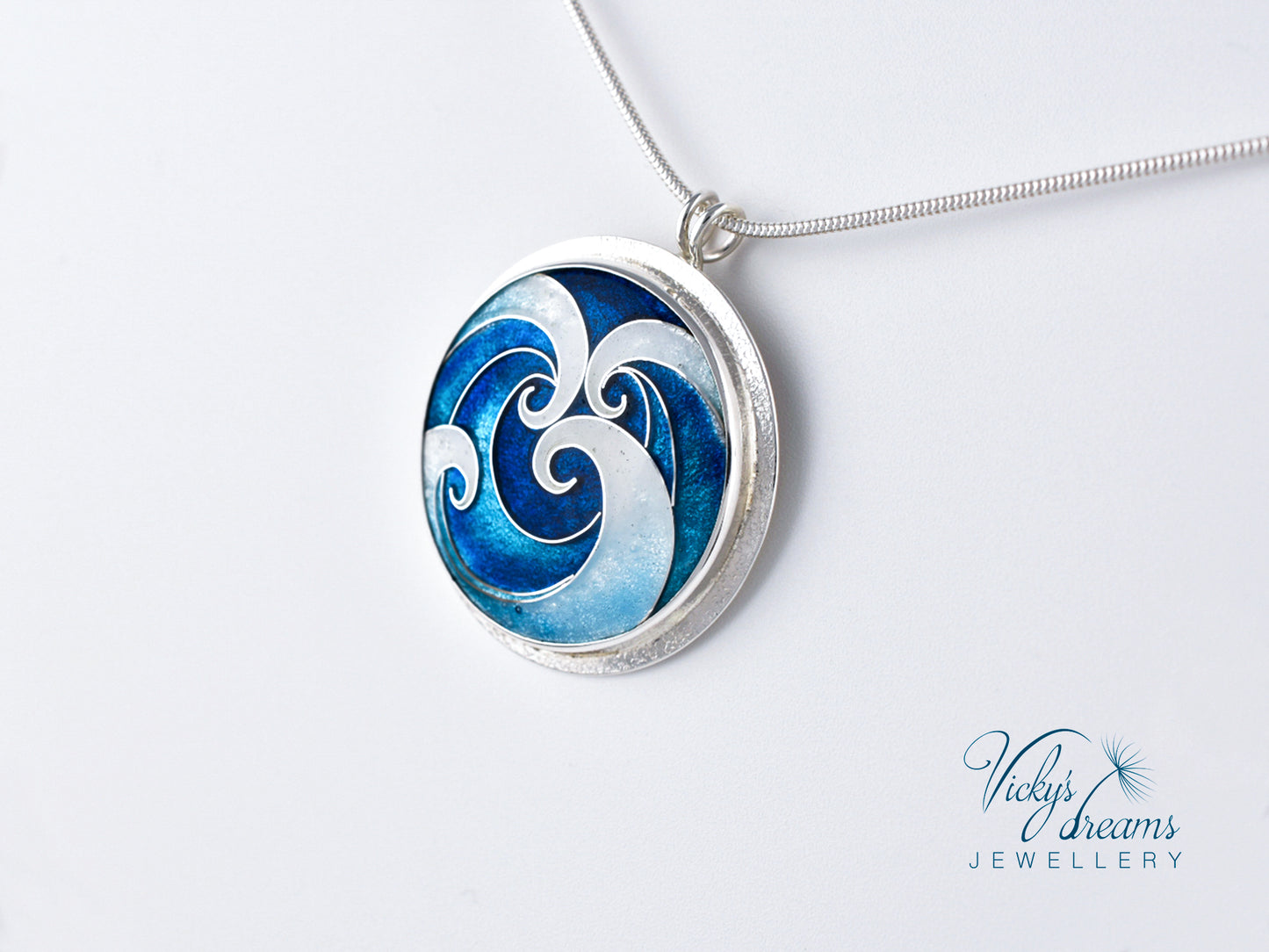 sea waves Cloisonné enamel pendant