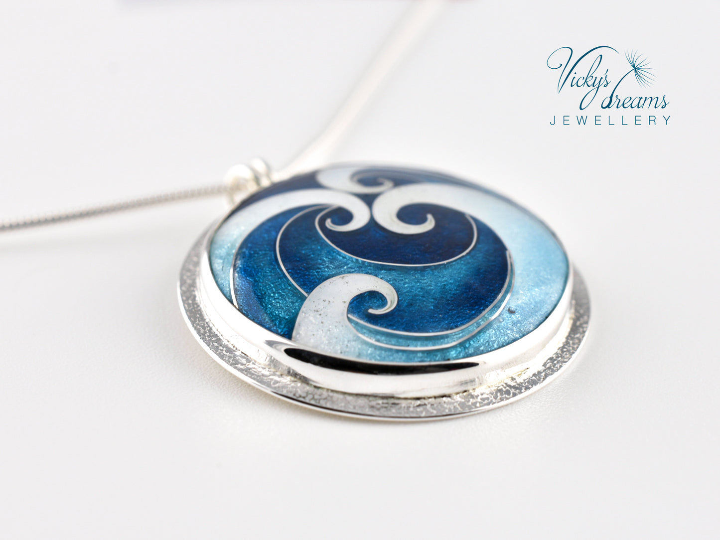 sea waves Cloisonné enamel pendant
