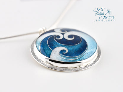 sea waves Cloisonné enamel pendant