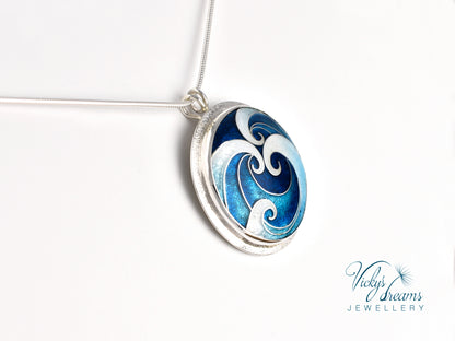 sea waves Cloisonné enamel pendant