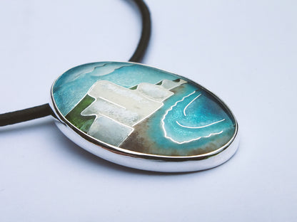 Handmade cloisonné enamel SevenSisters pendant on sterling silver chain