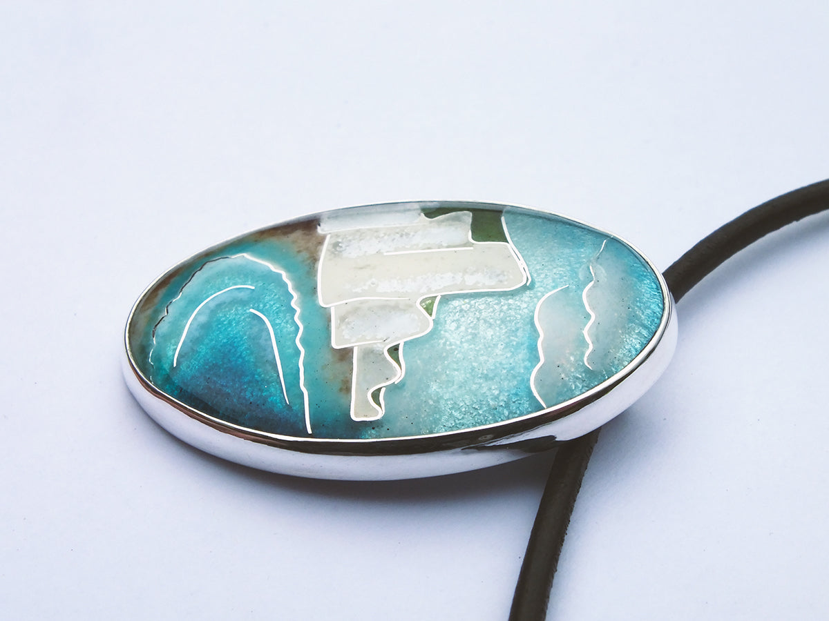 Handmade cloisonné enamel SevenSisters pendant on sterling silver chain