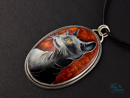 Sphinx Cat Cloisonné enamel pendant