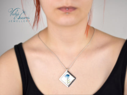 simple  little blue flower Cloisonné enamel pendant