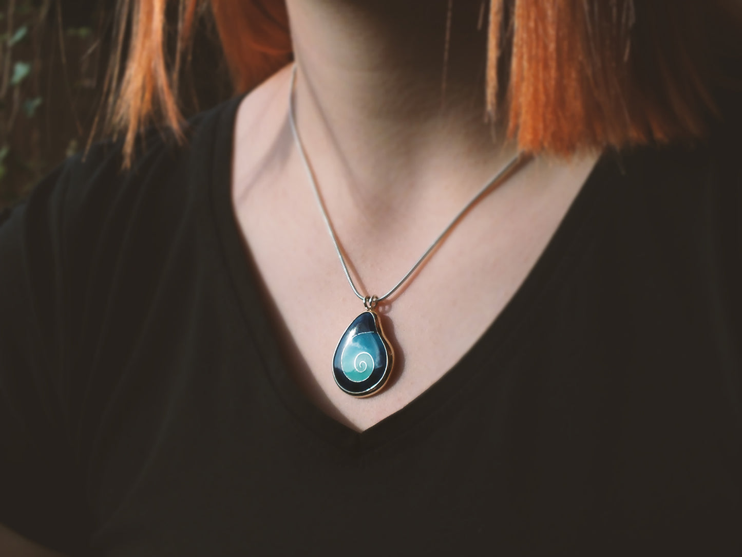 Cloisonné Enamel spiral necklace - Sterling silver jewellery - unique handmade necklace - vitreous enamel