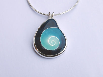 Cloisonné Enamel spiral necklace - Sterling silver jewellery - unique handmade necklace - vitreous enamel