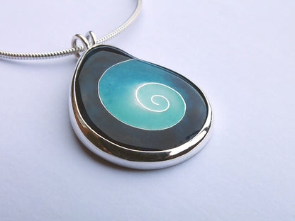 Cloisonné Enamel spiral necklace - Sterling silver jewellery - unique handmade necklace - vitreous enamel