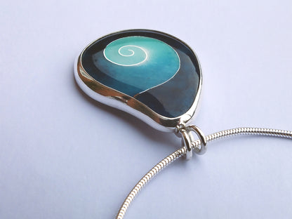 Cloisonné Enamel spiral necklace - Sterling silver jewellery - unique handmade necklace - vitreous enamel