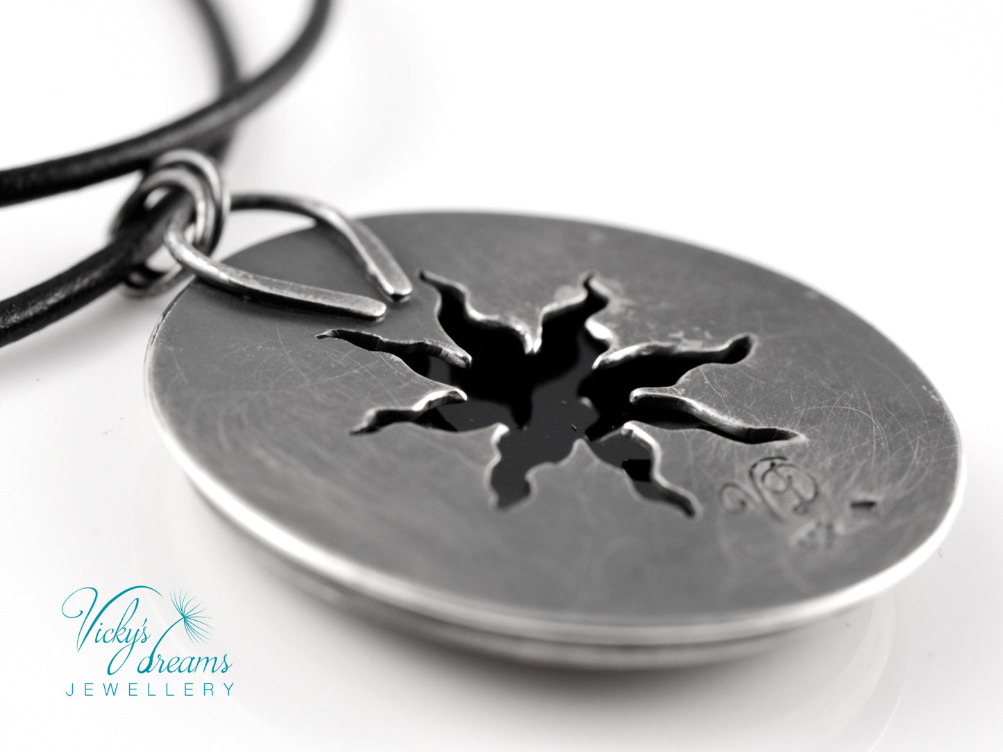 Handpainted Sun and Moon enamel pendant necklace in sterling silver