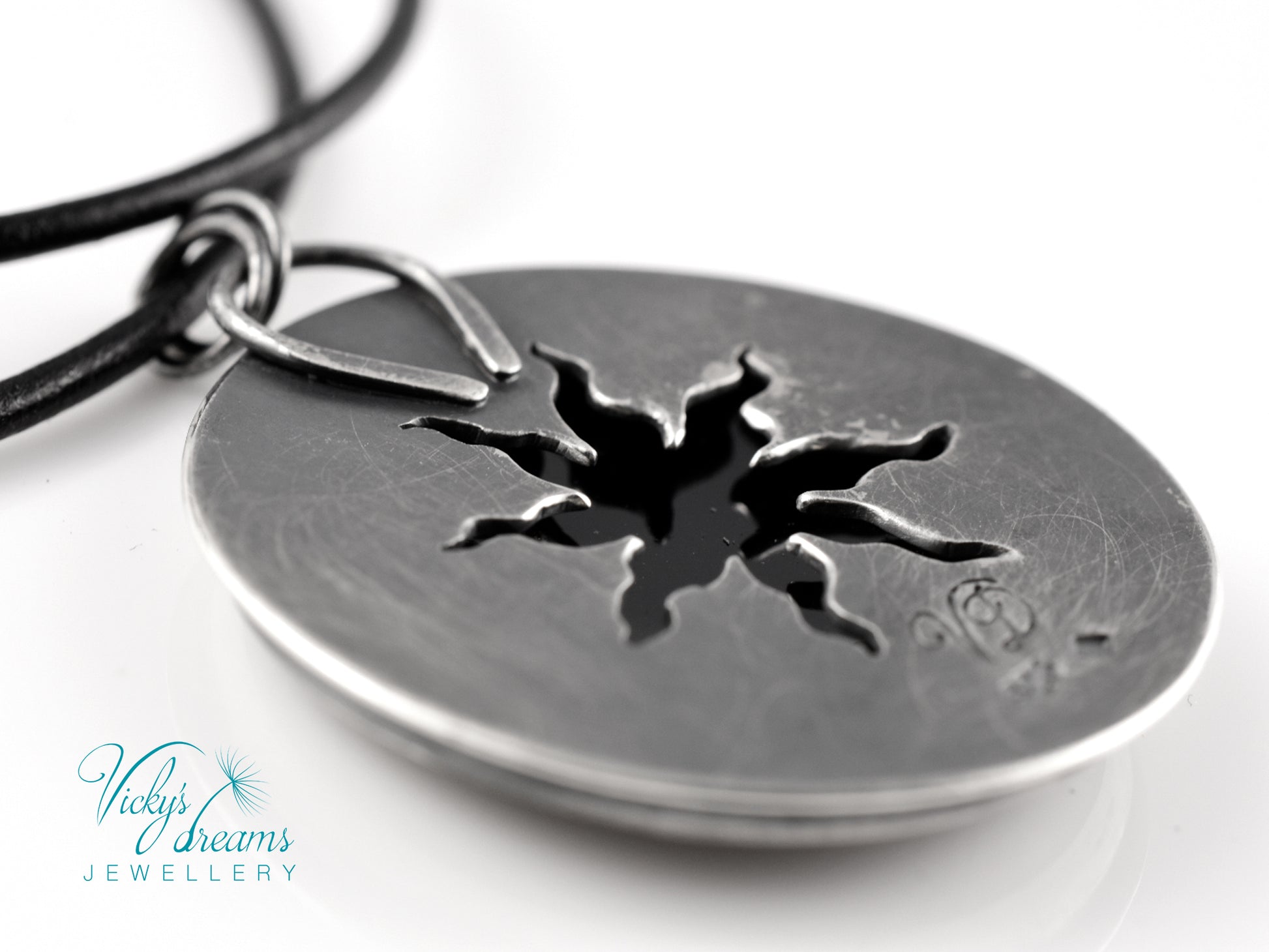 Handpainted Sun and Moon enamel pendant necklace in sterling silver