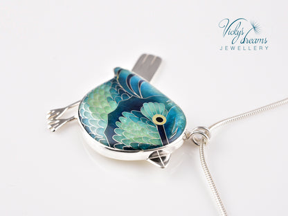 blue birdie Cloisonné enamel pendant