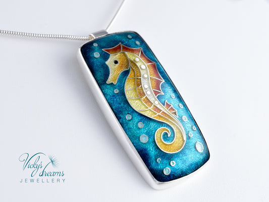 seahorse Cloisonné enamel pendant