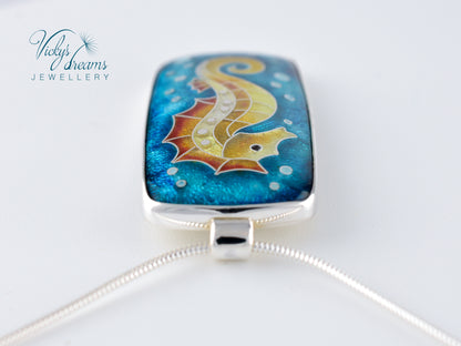 seahorse Cloisonné enamel pendant