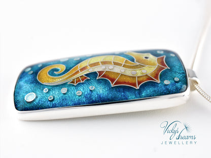 seahorse Cloisonné enamel pendant