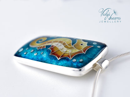 seahorse Cloisonné enamel pendant