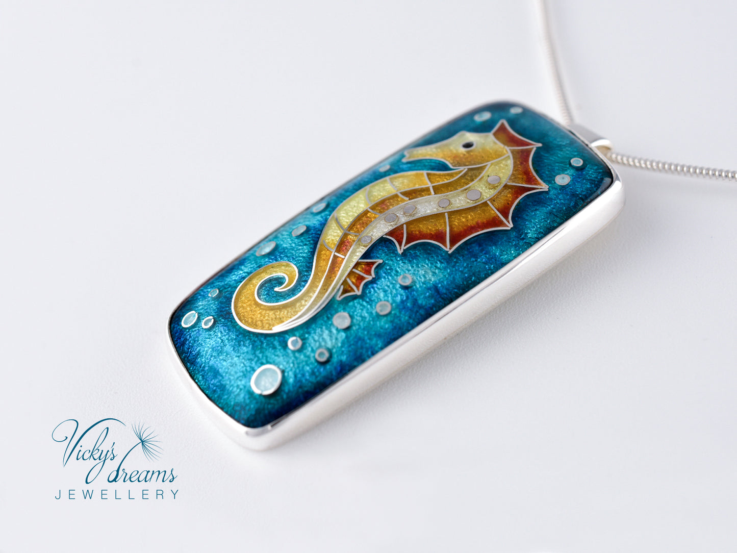 seahorse Cloisonné enamel pendant