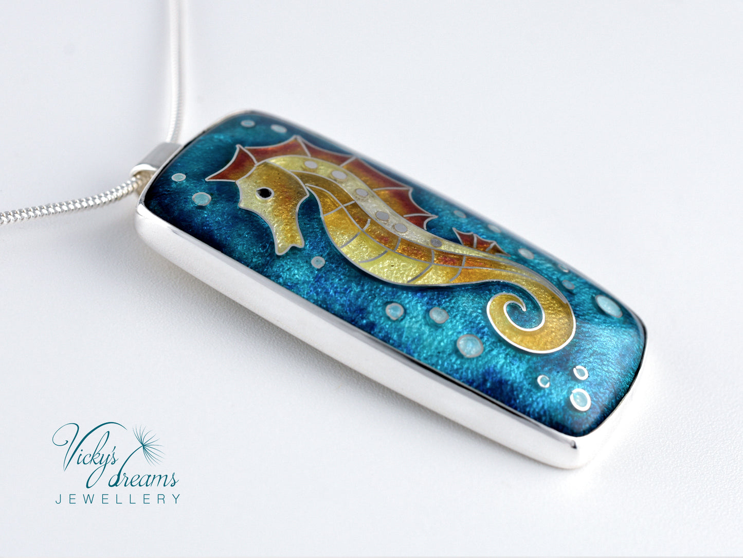 seahorse Cloisonné enamel pendant