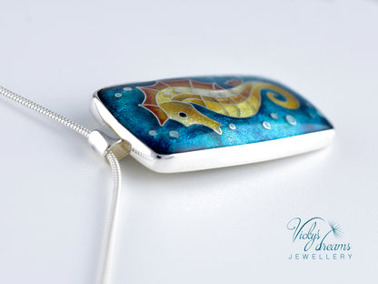 seahorse Cloisonné enamel pendant