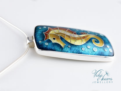 seahorse Cloisonné enamel pendant