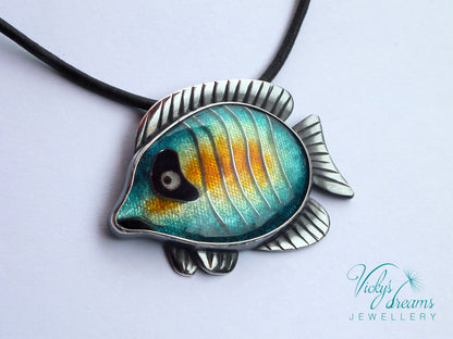 Tropical fish Cloisonné enamel pendant