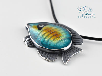 Tropical fish Cloisonné enamel pendant