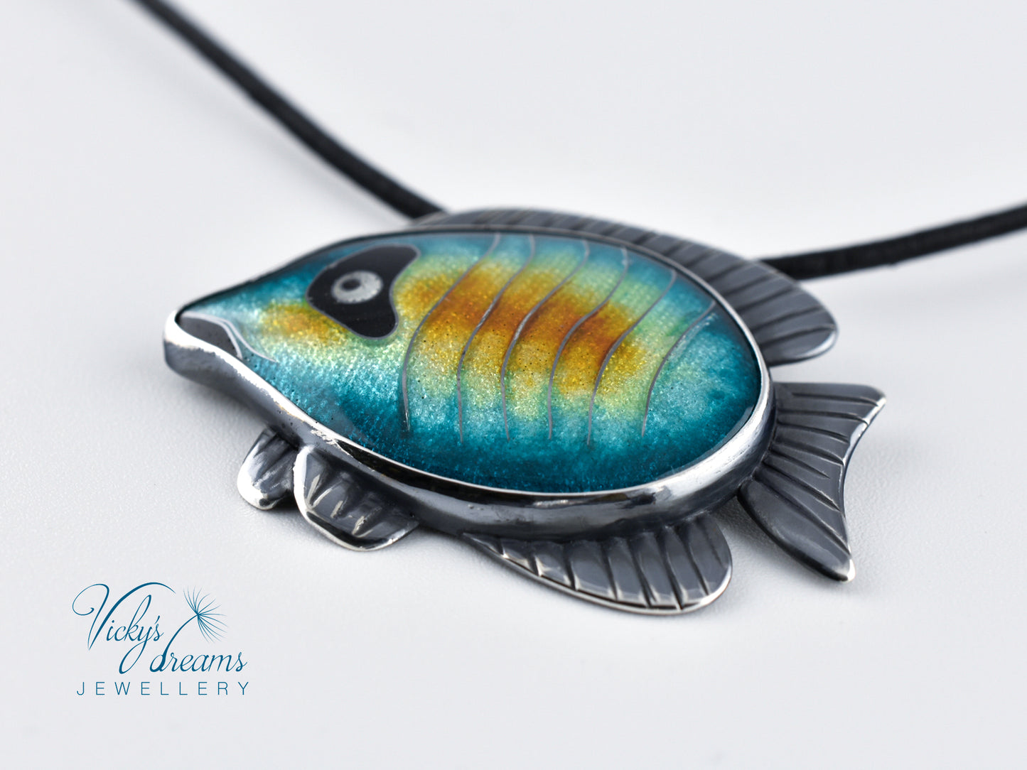 Tropical fish Cloisonné enamel pendant