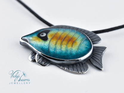 Tropical fish Cloisonné enamel pendant