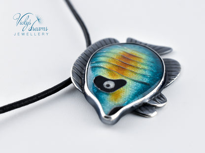 Tropical fish Cloisonné enamel pendant