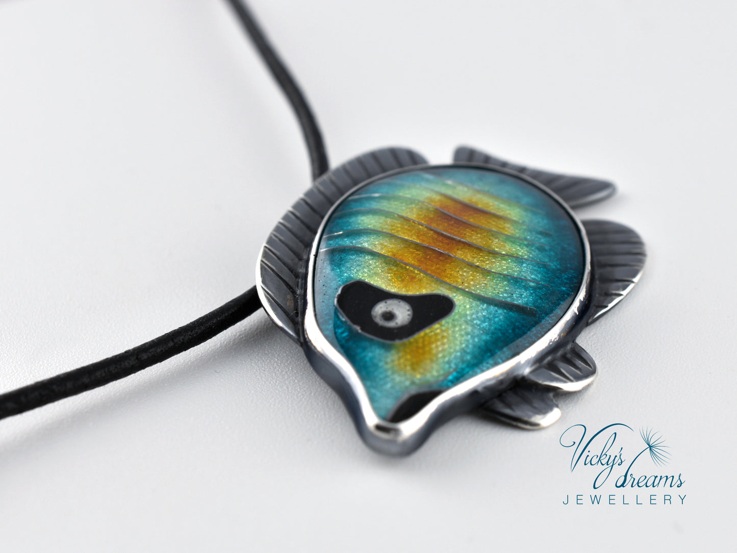 Tropical fish Cloisonné enamel pendant
