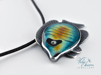 Tropical fish Cloisonné enamel pendant