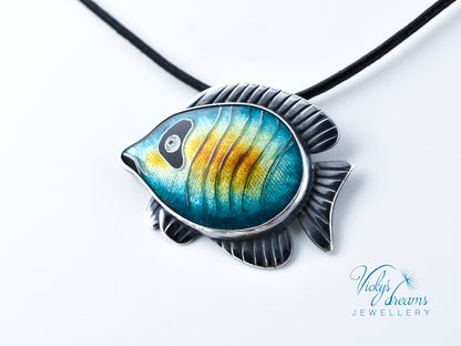 Tropical fish Cloisonné enamel pendant