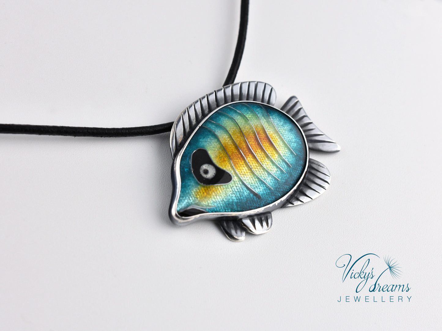 Tropical fish Cloisonné enamel pendant