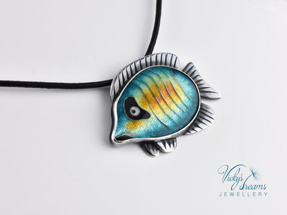 Tropical fish Cloisonné enamel pendant