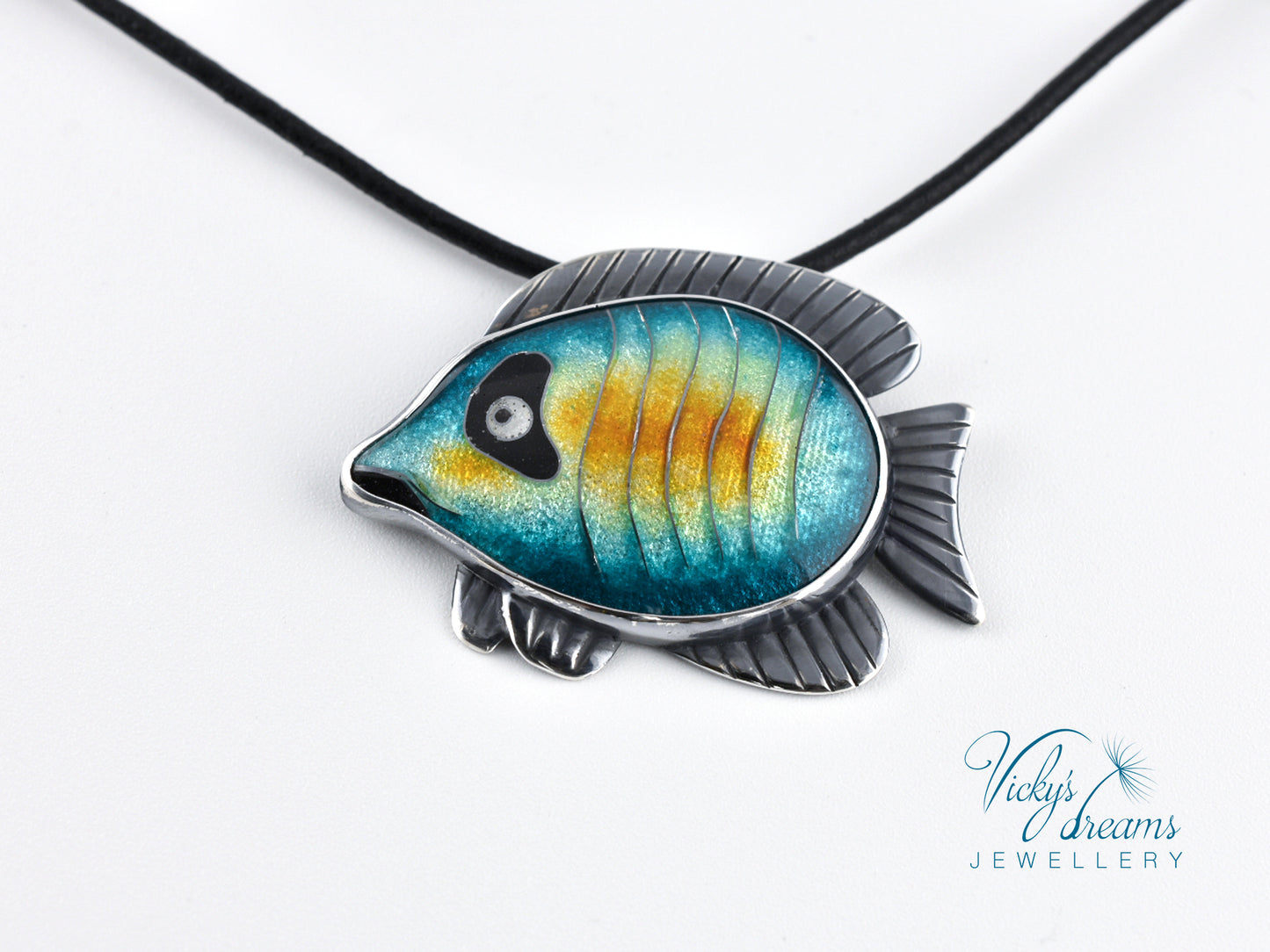 Tropical fish Cloisonné enamel pendant